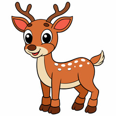 cute vector cartoon reindeer illustration.Cute holiday reindeer face on a white background