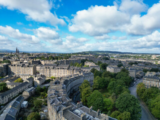 High Angle View of Central Edinburgh City of Scotland United Kingdom During Partly Cloudy Day of August 29th, 2024