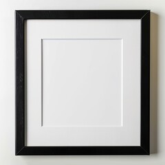 Fototapeta premium Thin black frame with white mat isolated on white background 