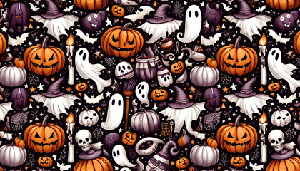 Fototapeta premium Spooky Delights - A Halloween Pattern Extravaganza