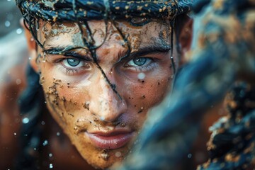 Fitness enthusiasts participating in obstacle course races, challenge, fitness