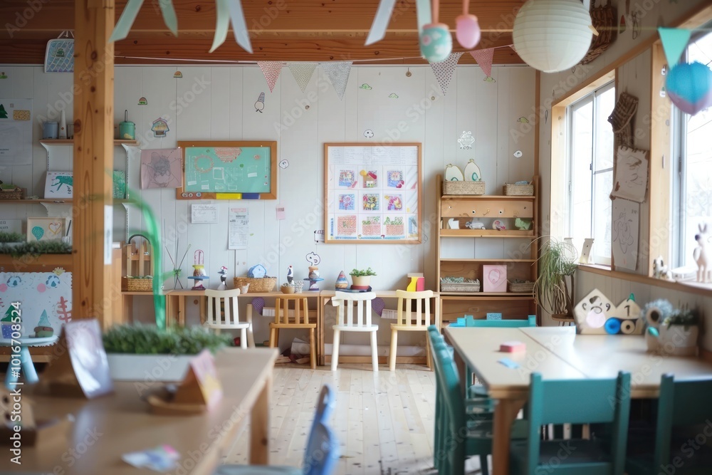 Canvas Prints Classroom in easter kindergarten architecture furniture.