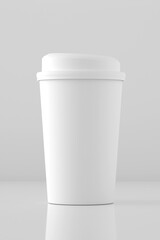 Mockup of Blank White Plastic Glass with Lid - 3D Illustration Render
