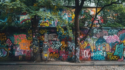 Obraz premium Urban explorers photographing graffiti art, urban life, creativity