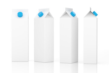 White Milk Boxes Cartons Mockup - 3D Illustration Render