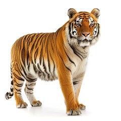 Obraz premium Tiger standing alone against a white background 