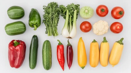Colorful Vegetable Variety on White Background