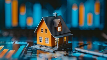 Miniature House Amid Bar Graphs Symbolizing Property Investment Growth Over Time