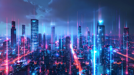 Fototapeta premium AI metropolis digital innovation futuristic architech