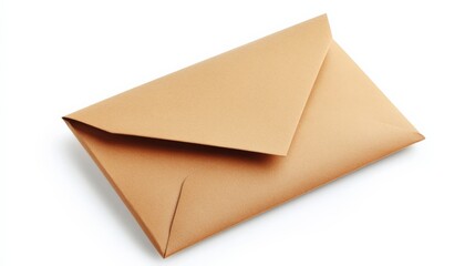 A brown envelope on a white background, showcasing simplicity and elegance. Ideal for office, mail, or stationery themes.