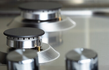 kitchen gas cooker. gas stove close up