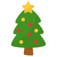 Christmas Tree Vector Icon Element, Aesthetic Christmas Doodle Icon