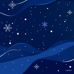 Snowflakes on an abstract navy blue background during Christmas.