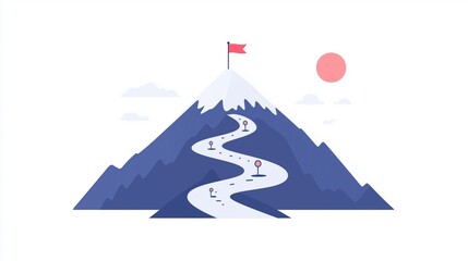 Simple Mountain Peak Design with Flag