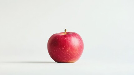 A single red apple on a white background, showcasing simplicity and freshness, ideal for healthy eating or diet concepts.