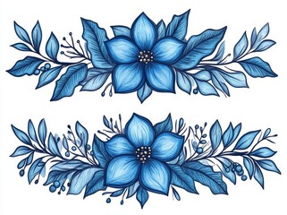 Obraz premium Hand drawn ornamental winter dividers. Snowflakes borders, Christmas holiday decor and floral frames for wedding cards. Isolated modern symbols.
