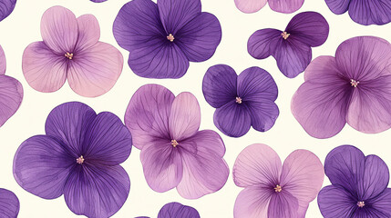 A beautiful arrangement of delicate purple and lavender flowers on a soft, light background, perfect for decorative use.