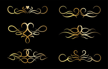 Calligraphic ornamental element collection art