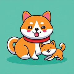 Cute Cat Playing With Shiba Inu