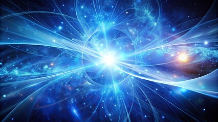 Naklejka premium Abstract blue cosmic energy flowing in tilted angle space