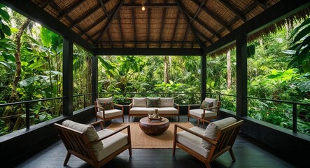 Fototapeta premium Jungle sanctuary with tranquil sounds of nature