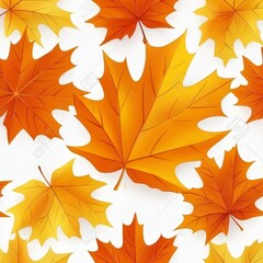 Fototapeta premium Autumn leaves with a seamless background. Vector.