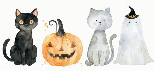 ilustración halloween acuarela