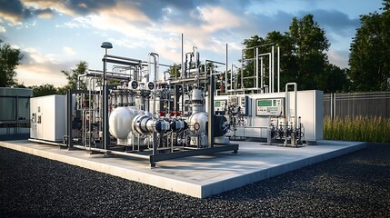 Industrial Machinery and Equipment on a Concrete Platform