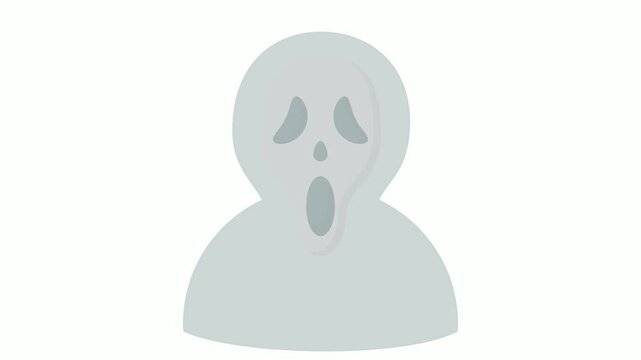 Bloody Ghost Face Mask animation, Horror Boo Costume  animated video,  Scary Wigs Fools Man Halloween Party footage, 31 October Clip,  Saints Eve festivals motion graphics