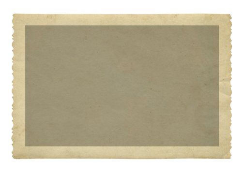 Retro photo paper isolated with frame. Old antique shabby sheet paper texture. Announcement board. Recycle old photograph background. Vintage photo frame with figured edges.