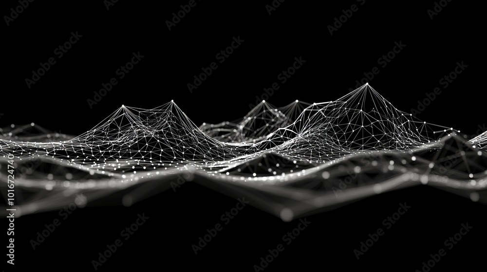 Poster Geometry and a web connection in abstract futuristic style on a dark background