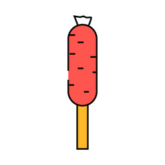 fried sausage meat line icon vector. fried sausage meat sign. isolated symbol illustration