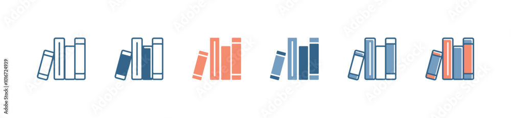 Poster simple bookshelf library interior icon set document archive binder education business signs vector i