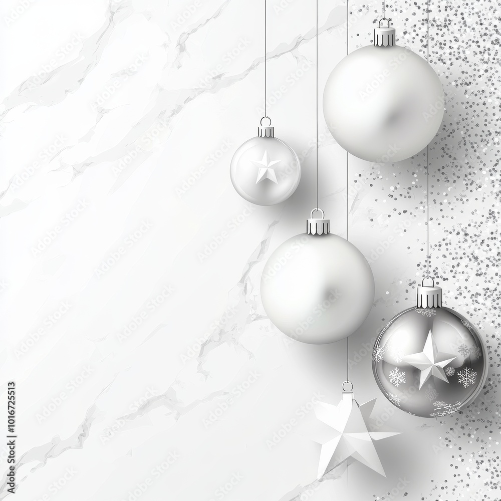 Sticker Modern white Christmas bauble on gray background