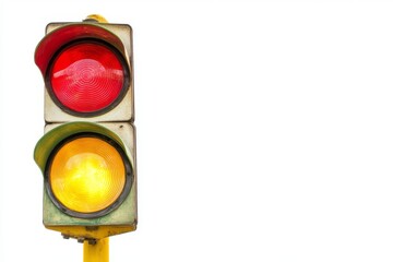 A traffic light with an illuminated amber light illustrating the control of the COVID pandemic.