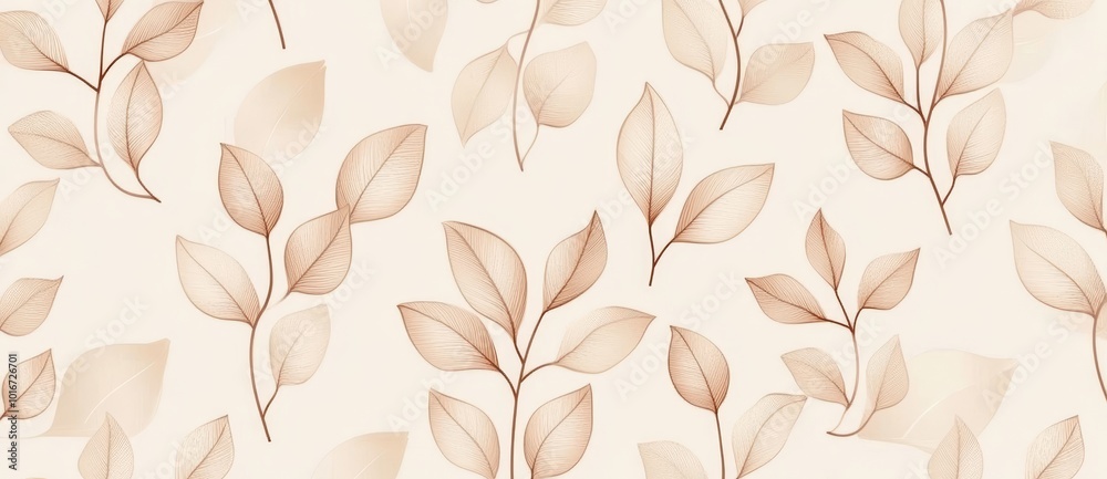 Poster Hand-drawn floral pattern. Elegant minimalistic linear background.