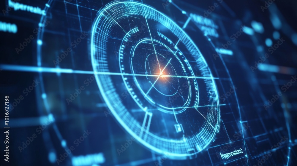 Poster motion graphic of colorful sonar radar screen searching for an object with digital line technology b