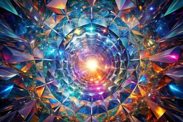 2-dimensional realm crafted entirely from shimmering shards of glass, reflecting a kaleidoscope of colors as light dances across the surfaces, filled with a sense of wonder and endless possibilities.
