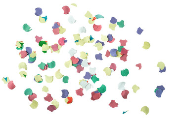 Colorful confetti on transparent or white background