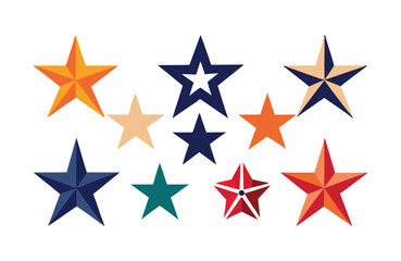Fototapeta premium Vibrant 3D Geometric Star Icon Set