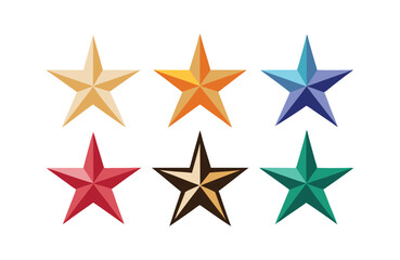 Obraz premium Vibrant 3D Geometric Star Icon Set