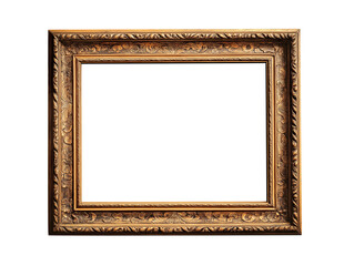 Wooden vintage frame for painting, isolated, PNG file with transparent background. Ai