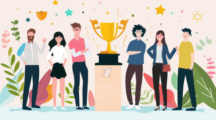 Fototapeta premium A virtual awards ceremony celebrating remote team success, where top performers are recognized for their contributions to the project.