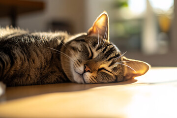 Cat Napping in Sun.
