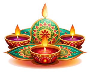 Glowing Diwali Diya with Festive Lights