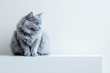 Grey Cat with Blue Eyes.