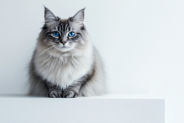 Fluffy Cat with Blue Eyes.