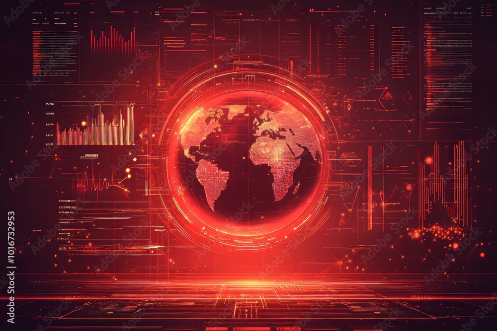 Poster the global statistics data concept is shown with a digital interface texture and a world map in the 