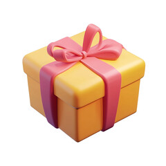 Naklejka premium Gift 3d icon cartoon style on white and transparent background.