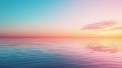 Obraz premium Sunset over calm ocean with gradient sky, serene background